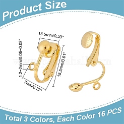 48Pcs 3 Colors Iron Clip-on Earring Findings&nbsp;IFIN-AR0001-38
