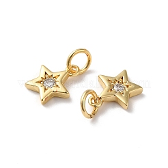 Rack Plating Brass Micro Pave Clear Cubic Zirconia Charms&nbsp;KK-D074-01G