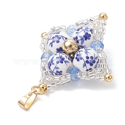 Handmade Flower Printed Porcelain Ceramic Pendants&nbsp;PALLOY-MZ01252