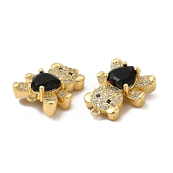 Rack Plating Brass Micro Pave Clear Cubic Zirconia Connector Charms&nbsp;KK-C013-01G