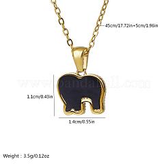 Elegant Stainless Steel & Resin Double-sided Elephant Pendant Necklaces for Women&nbsp;MJ8222-1