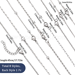 8Pcs 8 Styles 304 Stainless Steel Chain Necklaces Set&nbsp;NJEW-SC0001-08