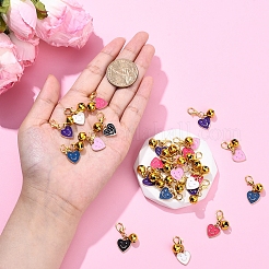 30Pcs 6 Style Alloy Enamel Heart with Smiling Face Pendant Decorations&nbsp;HJEW-YW00177