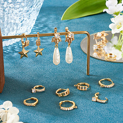 12Pcs 6 Styles Brass Micro Pave Clear Cubic Zirconia Hoop Earring Findings&nbsp;KK-TA0002-86