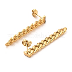 Ion Plating(IP) 304 Stainless Steel Curb Chains Shape Stud Earrings&nbsp;EJEW-D101-01G