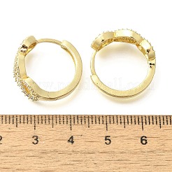Brass Clear Cubic Zirconia Hoop Earrings&nbsp;EJEW-M047-25G