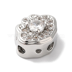 Brass Micro Pave Clear Cubic Zirconia Beads&nbsp;KK-G503-10P
