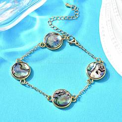 Brass Abalone Shell Link Bracelets&nbsp;BJEW-D315-01G