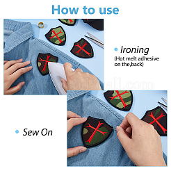 6Pcs Shield Cross Embroidered Patch&nbsp;DIY-DC0004-45