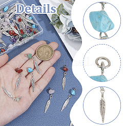 80Pcs 16 Styles Natural Rose Quartz & Amethyst & Howlite & Red Jasper & Green Aventurine Chip Pendants&nbsp;FIND-DR0001-38