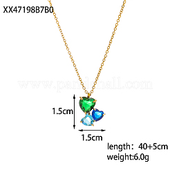 304 Stainless Steel Micro Pave Cubic Zirconia Pendant Necklaces&nbsp;NJEW-OY002-39G