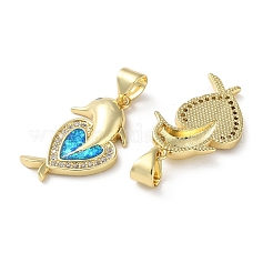 Brass Micro Pave Clear Cubic Zirconia Pendants&nbsp;KK-C045-02G