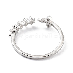 Brass Micro Pave Cubic Zirconia Open Cuff Rings for Women&nbsp;RJEW-A028-05P