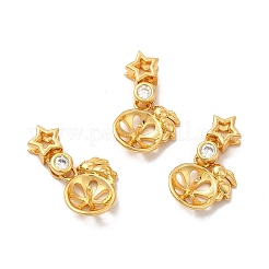 Rack Plating Eco-Friendly Brass Micro Pave Cubic Zirconia Charms&nbsp;KK-A177-27G