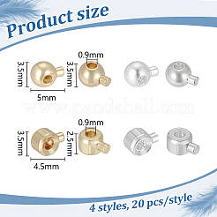 80Pcs 4 Styles Brass Crimp Beads&nbsp;KK-DR0001-62