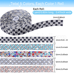 5 Yards 5 Colors Glass Self Adhesive Hotfix Rhinestone Ribbon Trimming&nbsp;DIY-GL0005-54