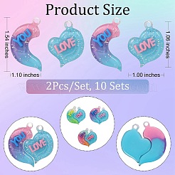 10 Sets Gradient Color Opaque Resin Pendants&nbsp;RESI-SZ0001-91C