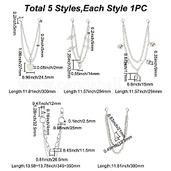 5Pcs 5 Style Iron & Alloy Decorative Bag Chains&nbsp;DIY-WR0002-34