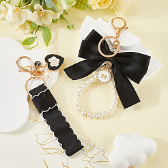 2Pcs 2 Styles Cotton & Iron & Alloy Keychain&nbsp;KEYC-CP0001-24B