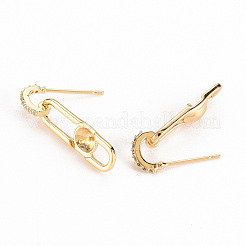 Brass Micro Pave Clear Cubic Zirconia Stud Earring Findings&nbsp;KK-S356-261-NF