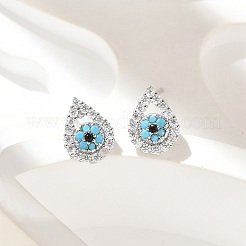 Brass Micro Pave Clear Cubic Zirconia Stud Earrings&nbsp;EJEW-A128-02P