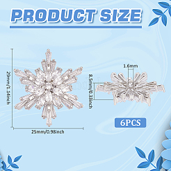 6Pcs 1-Hole Brass Micro Pave Clear Cubic Zirconia Shank Buttons&nbsp;BUTT-FG0001-35P