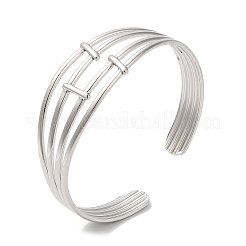 Non-Tarnish 304 Stainless Steel Multi Line Cuff Bangles for Women&nbsp;BJEW-L682-006P