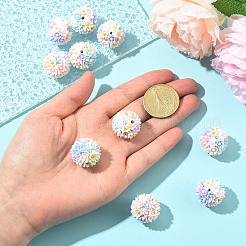 5Pcs Handmade Luminous Polymer Clay Rhinestone Fancy Beads&nbsp;CLAY-YW0002-51