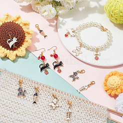 Dog & Cat Theme Locking Stitch Markers&nbsp;HJEW-AB00544