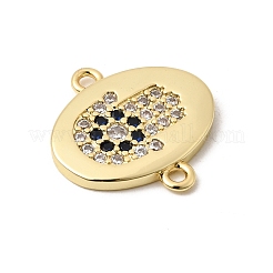 Brass Micro Pave Clear and Blue Cubic Zirconia Religion Oval with Hamsa Hand Connector Charms&nbsp;KK-H267-071G