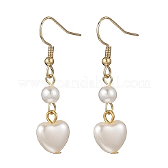 Heart ABS Plastic Imitation Pearl Dangle Earrings&nbsp;EJEW-JE06772