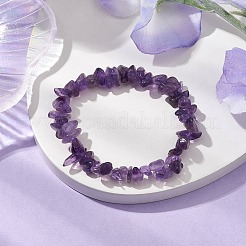 Natural Amethyst Chip Beaded Stretch Bracelets for Women Men&nbsp;BJEW-JB10652-04