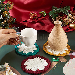 3Pcs 3 Colors Snowflake Hand-Woven Polyester Macrame Coaster&nbsp;DIY-TA0013-97
