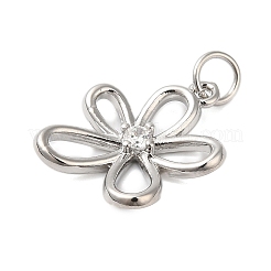 Rack Plating Brass & Clear Cubic Zirconia  Pendants&nbsp;KK-S372-18P