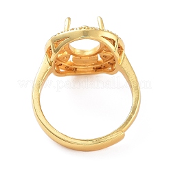 Rack Plating Oval Brass Micro Pave Cubic Zirconia Adjustable Ring Components&nbsp;KK-Q819-08G