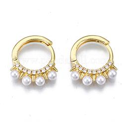 Brass Micro Pave Cubic Zirconia Huggie Hoop Earrings&nbsp;EJEW-T014-30G-NF