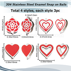 12Pcs 4 Styles 304 Stainless Steel Snap on Bails&nbsp;STAS-BBC0002-78