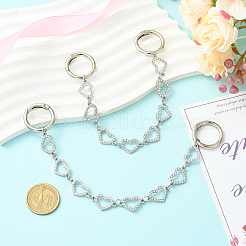 2Pcs Zinc Alloy Crystal Rhinestone Heart Link Boot Strap Chains&nbsp;HJEW-SW00393