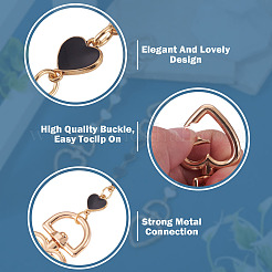 3Pcs 3 Colors Alloy Enamel Heart Link Bag Extender Chains&nbsp;HJEW-TAC0131