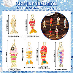 6Pcs 6 Styles Rack Plating Brass Pendants&nbsp;KK-SZ0008-31