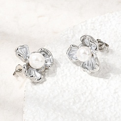 Brass Enamel Stud Earrings&nbsp;KK-CBAB173-02D-P
