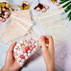 60Pcs 6 Styles Rectangle Organza Bags Jewellery Storage Pouches Wedding Favour Party Mesh Drawstring Gift Bags&nbsp;OP-TA0001-09