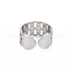 Non-Tarnish 304 Stainless Steel Curb Chain Open Cuff Ring for Women&nbsp;RJEW-S405-162P