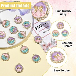 12Pcs 3 Colors Rack Plating Alloy Enamel and ABS Imitation Pearl Pendants&nbsp;ENAM-YW0009-16