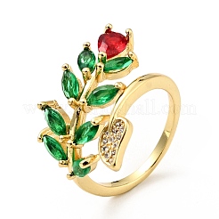 Cubic Zirconia Rose of Life Open Cuff Ring&nbsp;RJEW-E046-26G