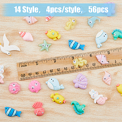 56Pcs 14 Styles Ocean ThemeOpaque Resin Cabochons&nbsp;CRES-HY0001-02