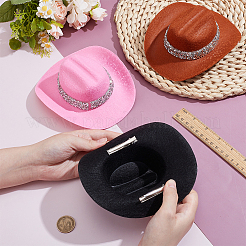 3Pcs 3 Colors Non-woven Fabric with Rhinestones and Iron Alligator Hair Clips&nbsp;AJEW-NB0008-69