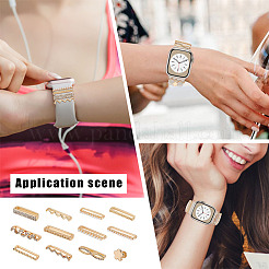 12Pcs 12 Style Flower & Wave & Rectangle Crystal Rhinestone Watch Band Charms Set with Imitation Pearl&nbsp;FIND-PH0007-68