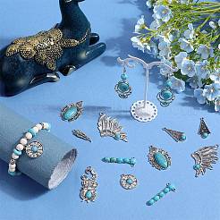 16Pcs 8 Styles Synthetic Turquoise Alloy Pendants&nbsp;FIND-SC0009-11