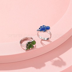 Dinosaur Alloy with Epoxy Adjustable Finger Rings for Girls&nbsp;FS-WG0F7DB-01